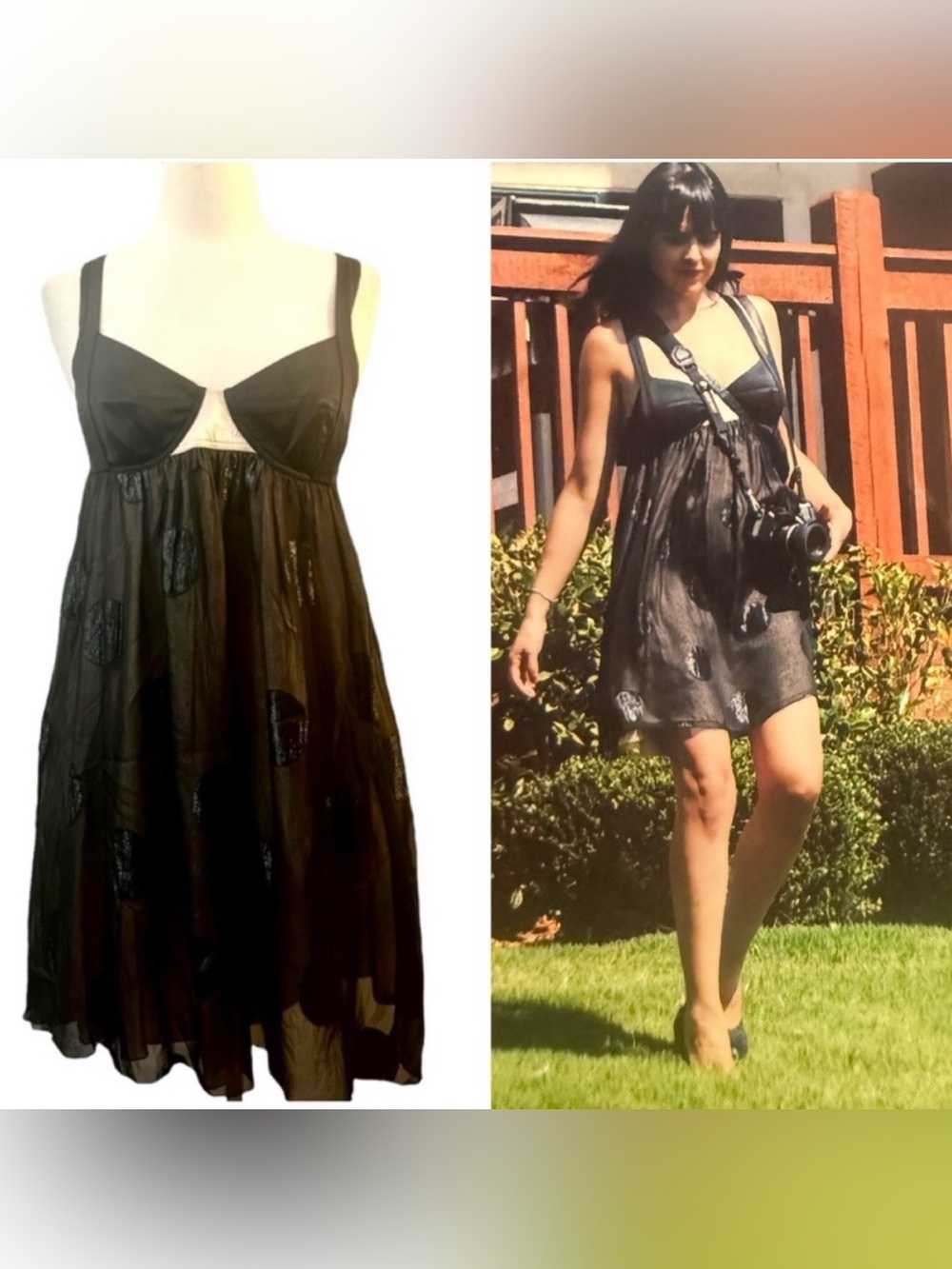 Kiki De Montparnasse Muse Babydoll Dress, Silk‎ & Leather,  Kiki 2007 , Small